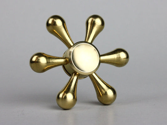 The Droplet Brass Fidget Spinner - 6 Removable Weights, Large Hand Spinner