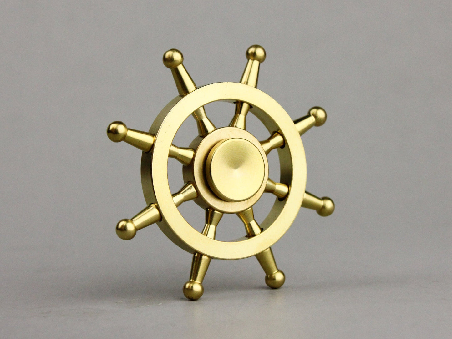 The Ships Helm, Brass fidget spinner - 6 removable weights, medium hand spinner
