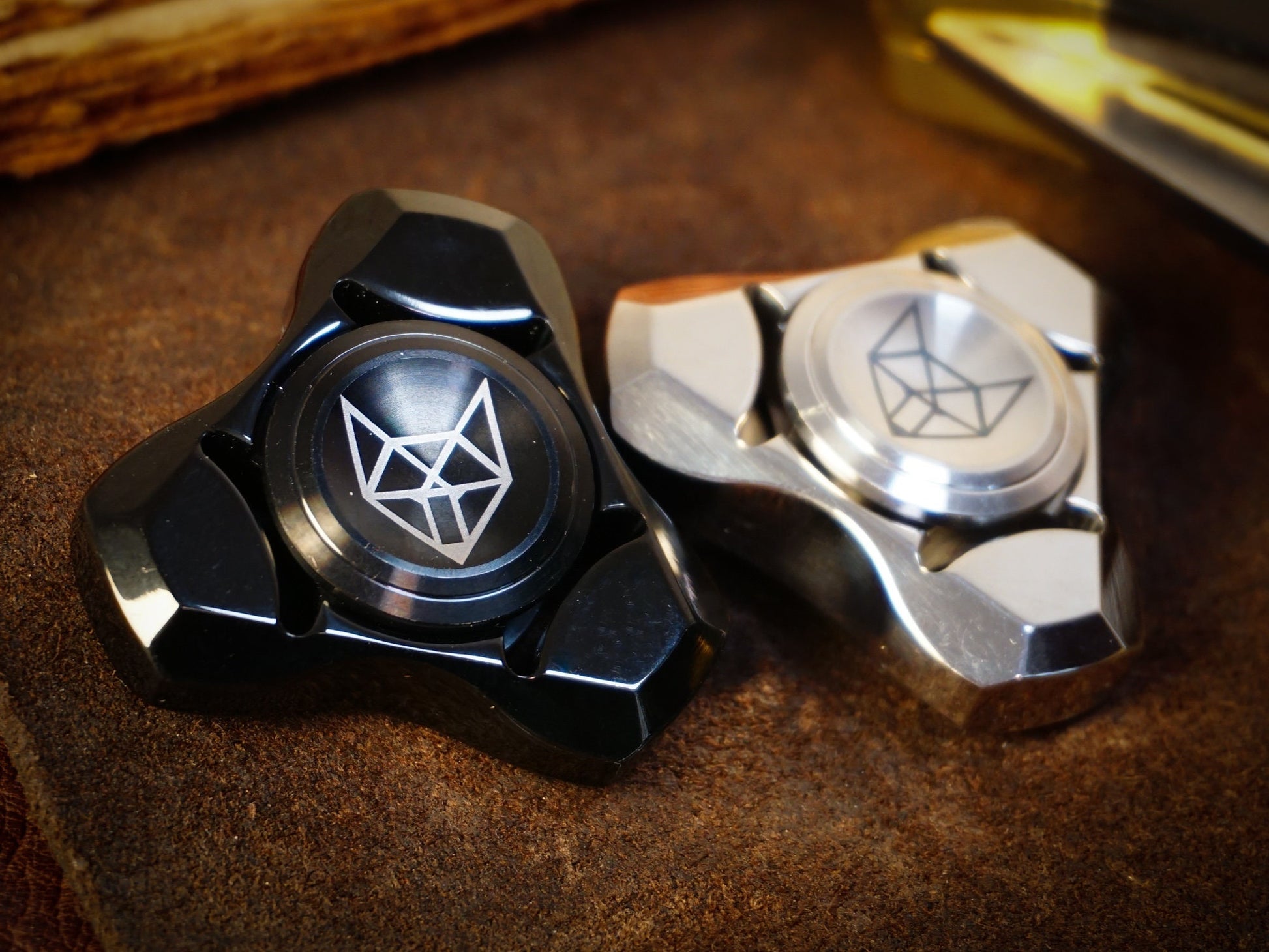 Tri Fox fidget spinner - triangle shape stainless steel silver black or blue hand spinner