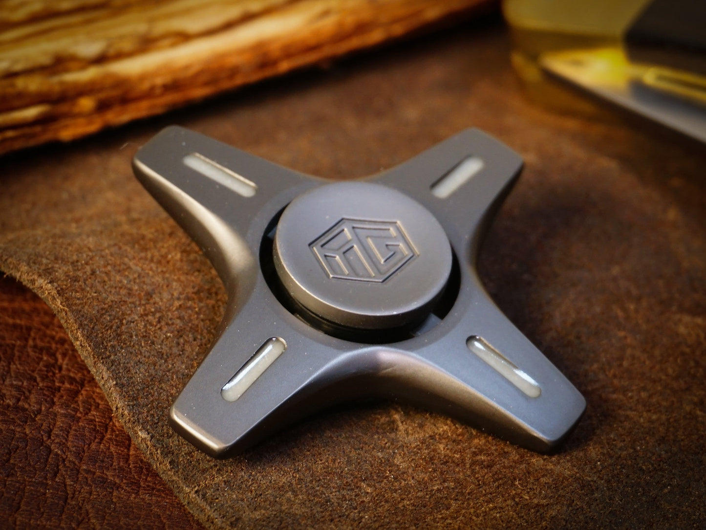 Mecha X-Wing fidget spinner - quad gunmetal glow in the dark