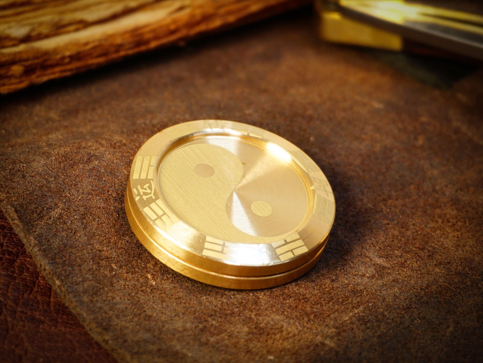 Yin Yang Fidget coin, Golden Brass Metal fidget clicker, edc worry stone