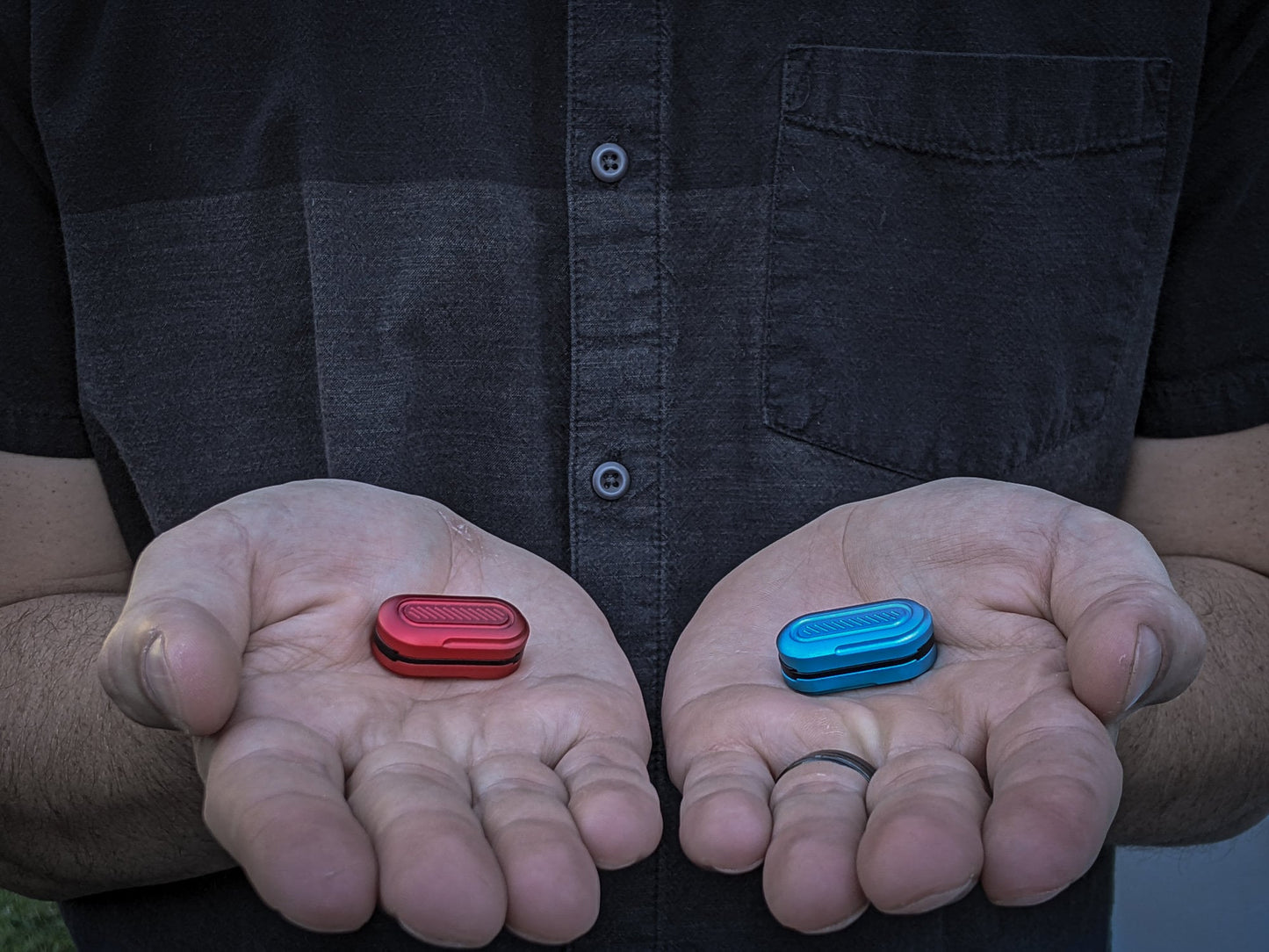 Red Pill Blue Pill, Mini Fidget Slider, Triple slide Fidget Clickers - Haptic Fidget Slider EDC