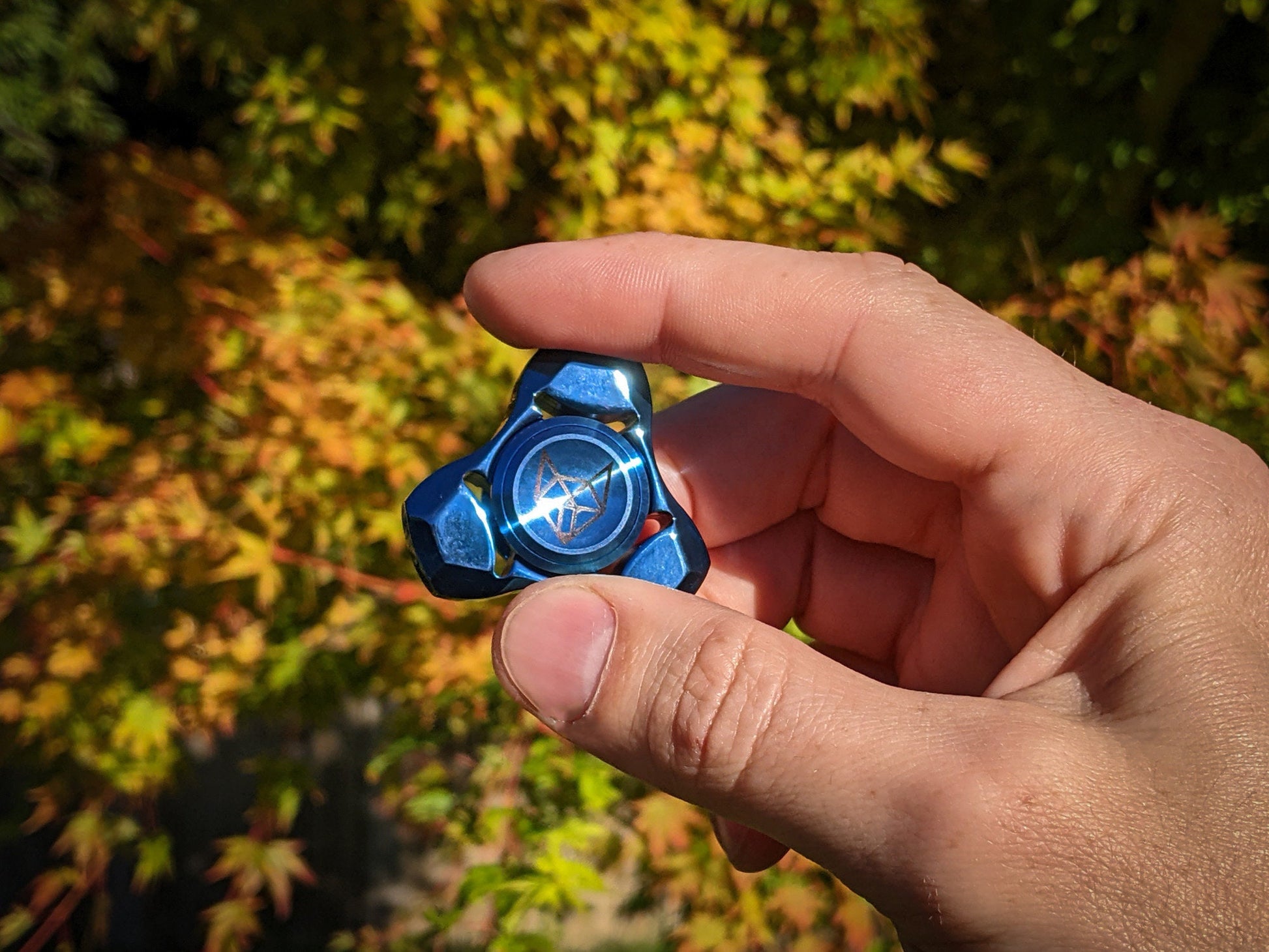 Tri Fox fidget spinner - triangle shape stainless steel silver black or blue hand spinner