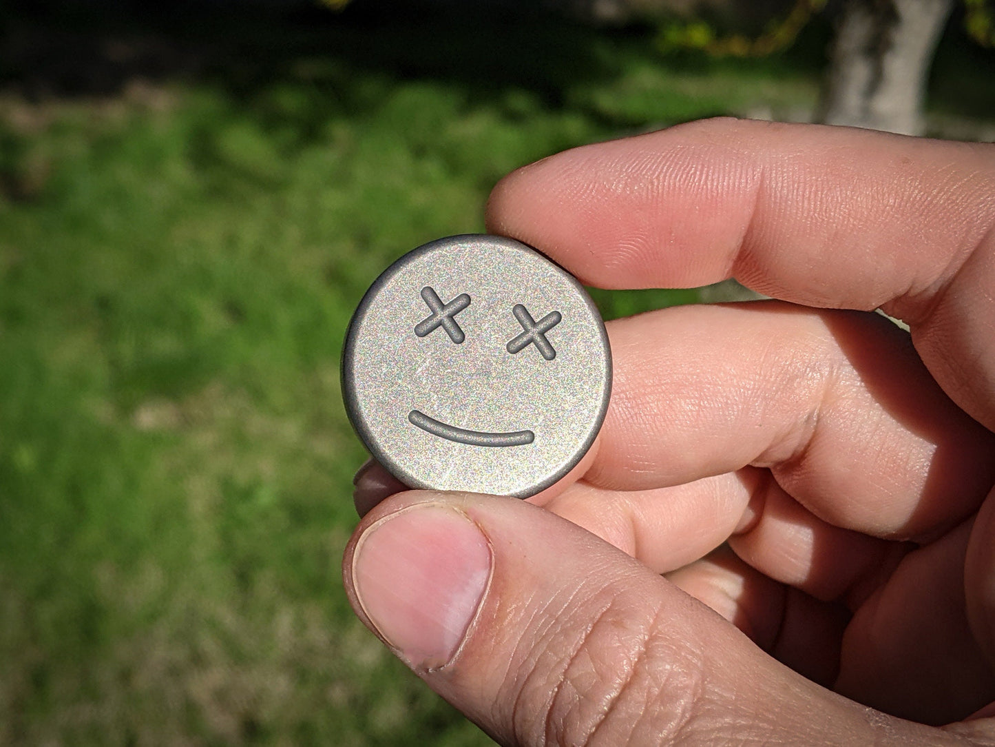 Happy Sad Coin - Titanium EDC worry stone
