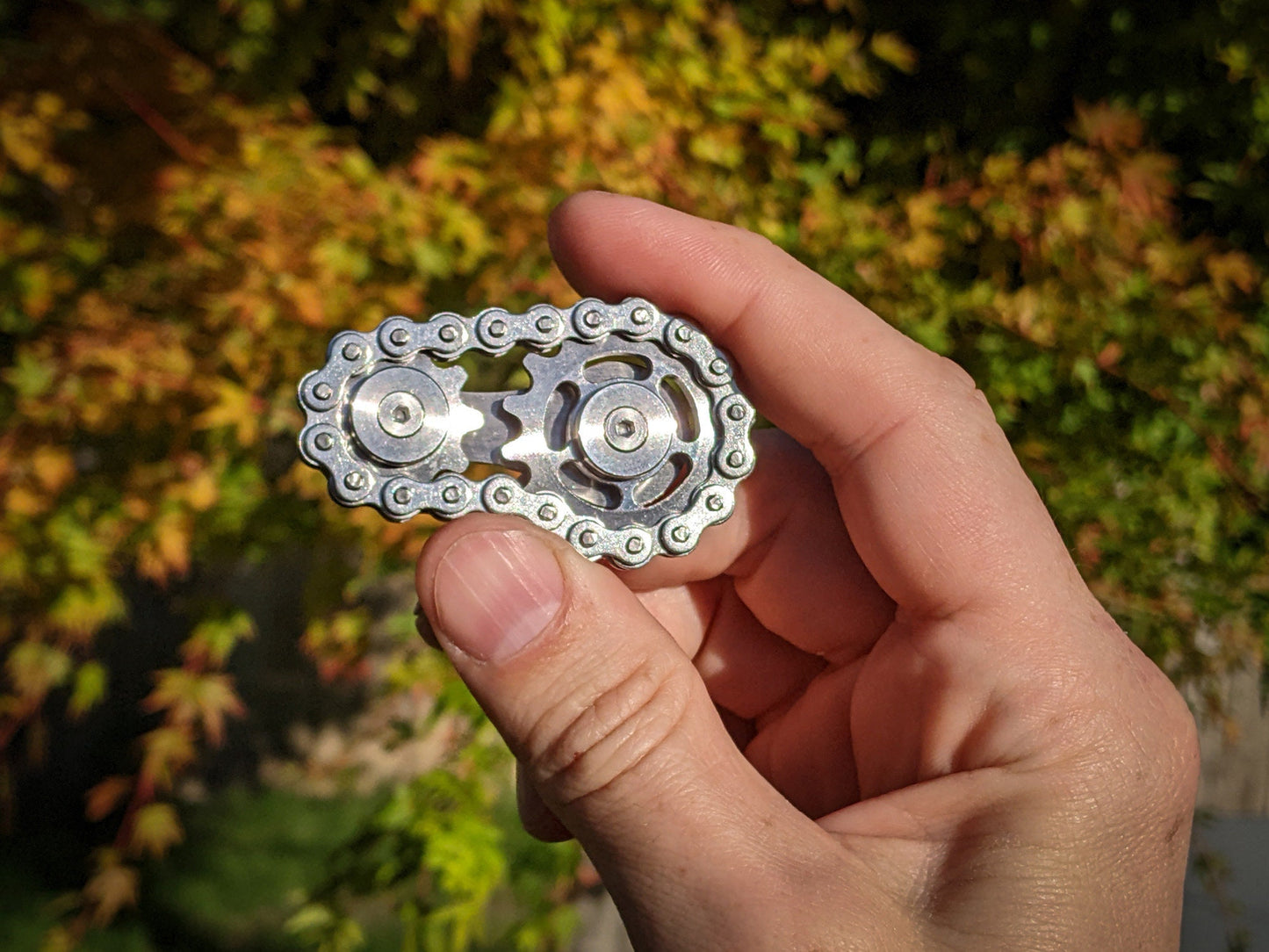 Bike Chain Fidget Spinner - stainless steel chain and sprocket fidget spinner