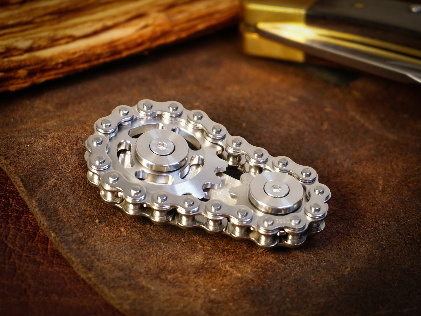 Bike Chain Fidget Spinner - stainless steel chain and sprocket fidget spinner