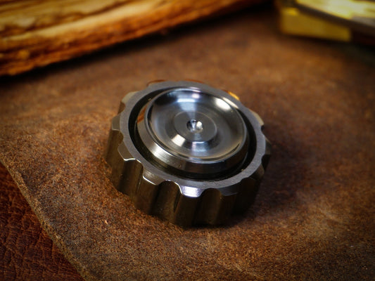 Zirconium Cog Fidget Spinner - Black polished ZR Zirc, high end small fidget spinner