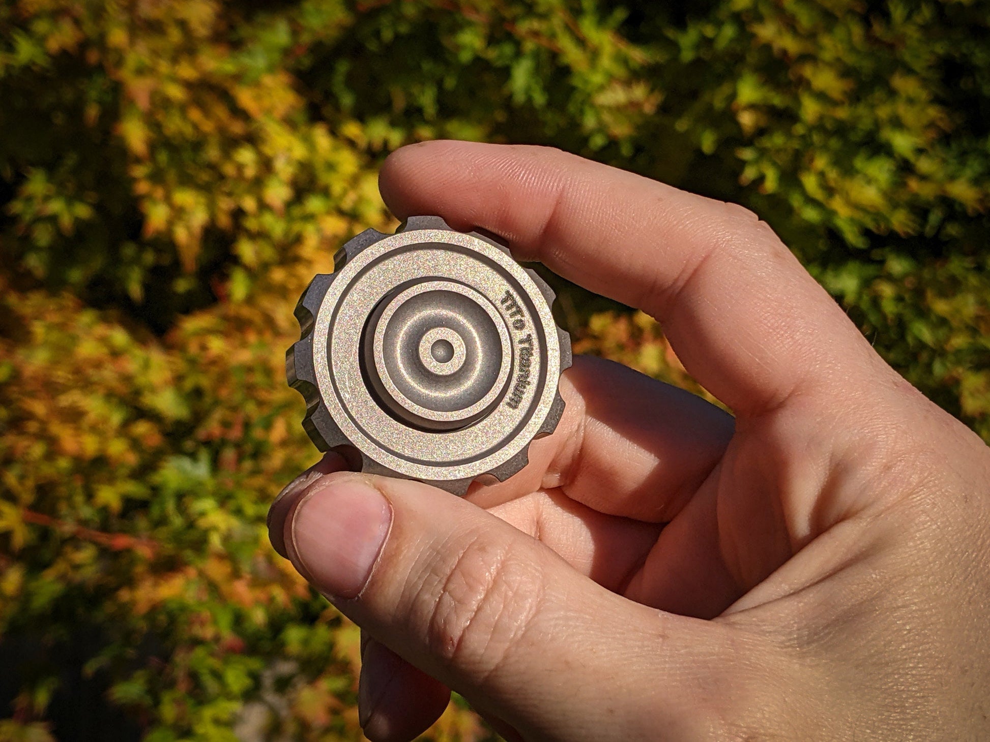 Titanium Cog Fidget Spinner - Stonewash TI, high end large fidget spinner