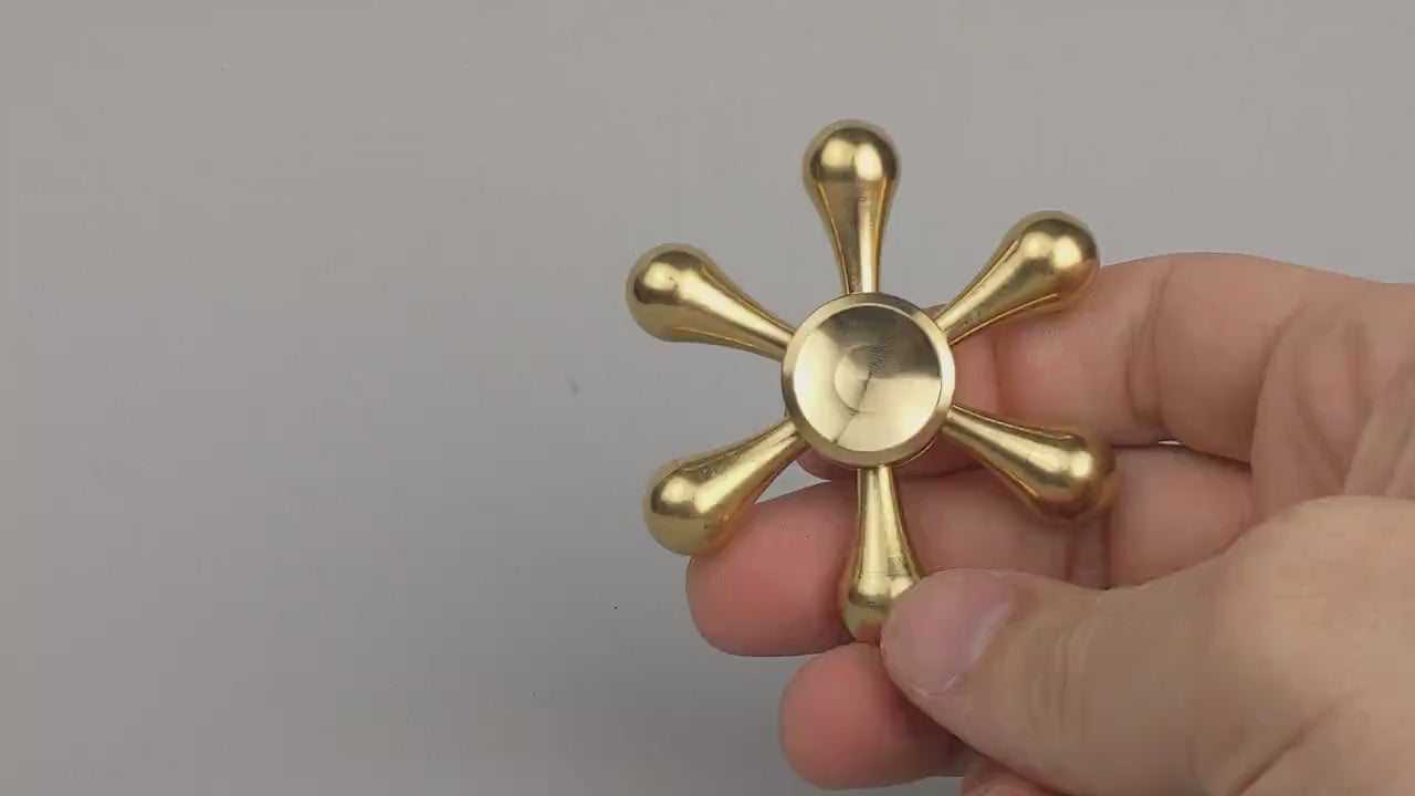 The Droplet Brass Fidget Spinner - 6 Removable Weights, Large Hand Spinner