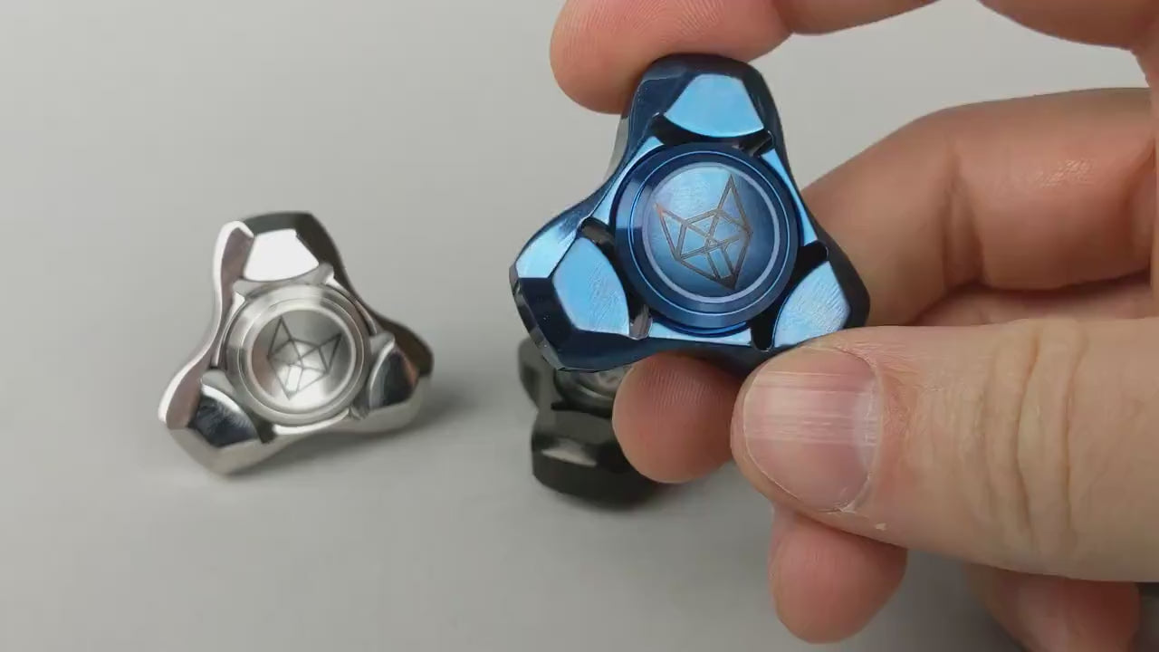 Tri Fox fidget spinner - triangle shape stainless steel silver black or blue hand spinner