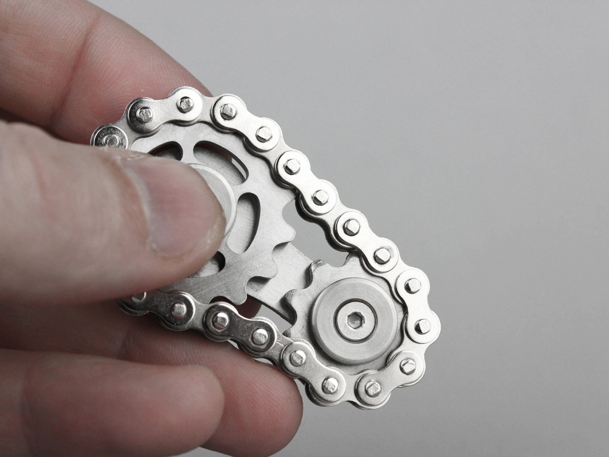 Bike Chain Fidget Spinner - stainless steel chain and sprocket fidget spinner