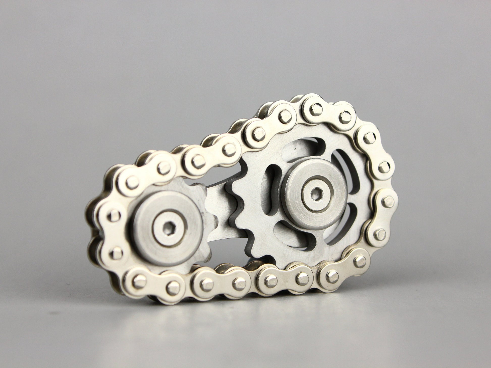 Bike Chain Fidget Spinner - stainless steel chain and sprocket fidget spinner