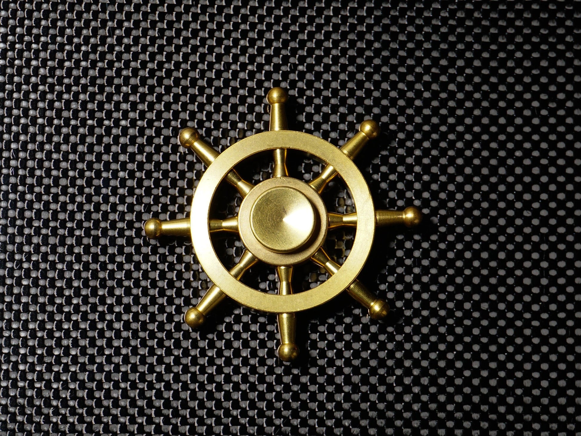 The Ships Helm, Brass fidget spinner - 6 removable weights, medium hand spinner