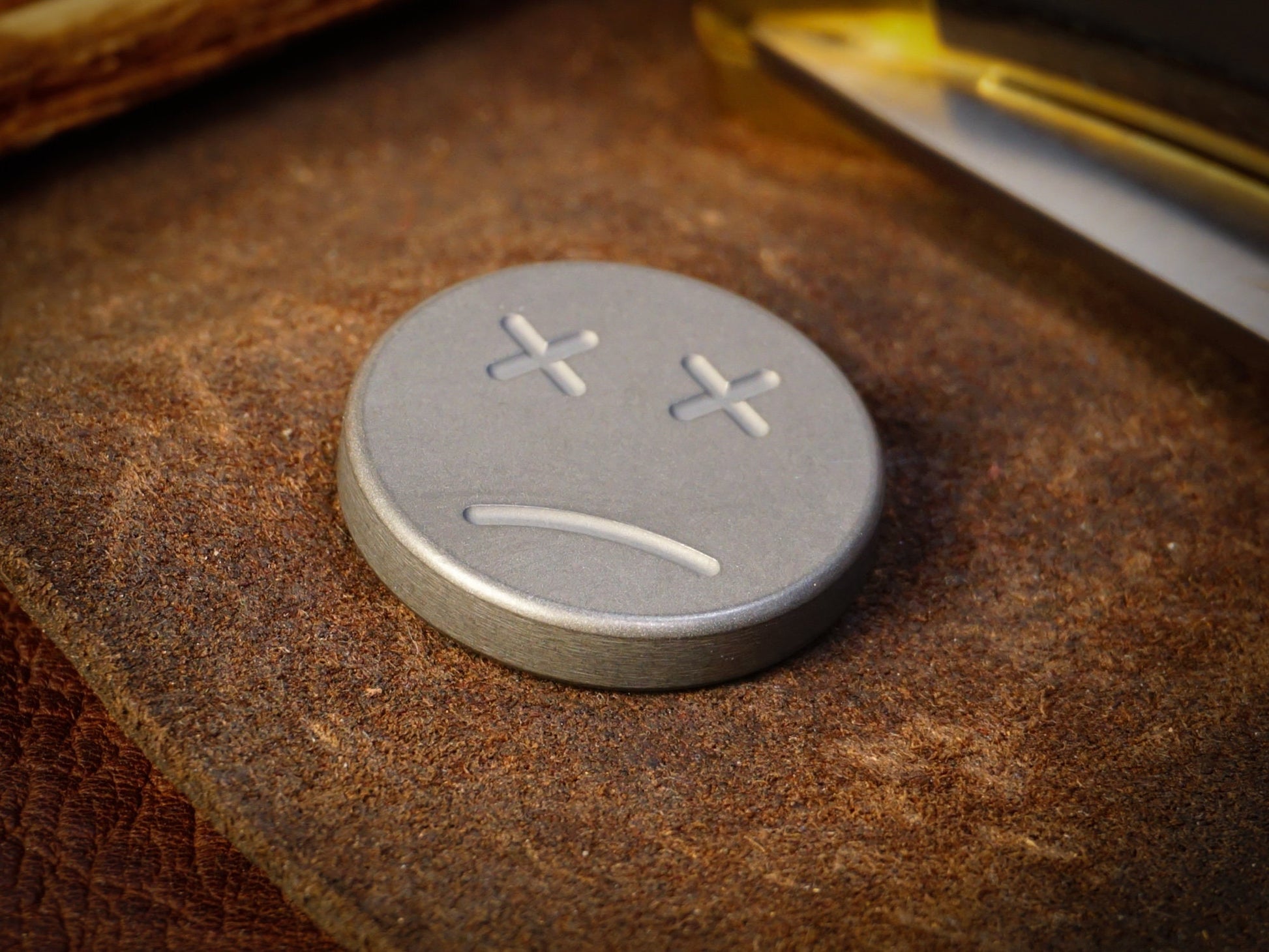 Happy Sad Coin - Titanium EDC worry stone
