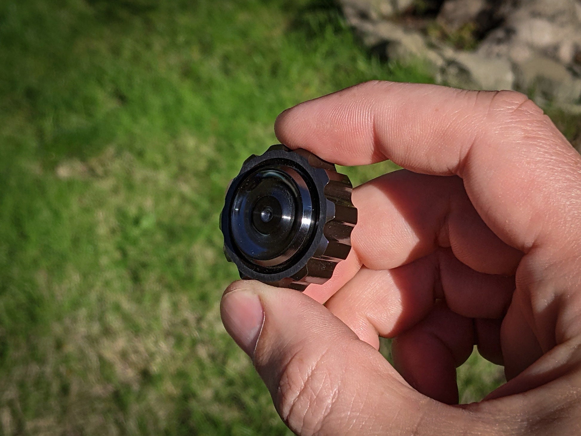 Zirconium Cog Fidget Spinner - Black polished ZR Zirc, high end small fidget spinner