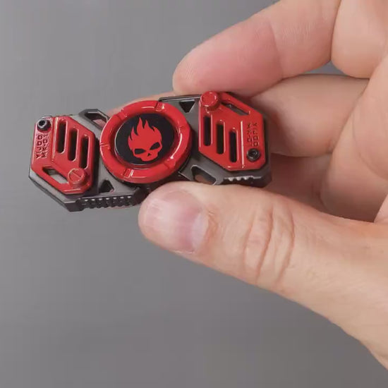 Flaming Skull 2 - bi-shaped fidget spinner in gunmetal and red