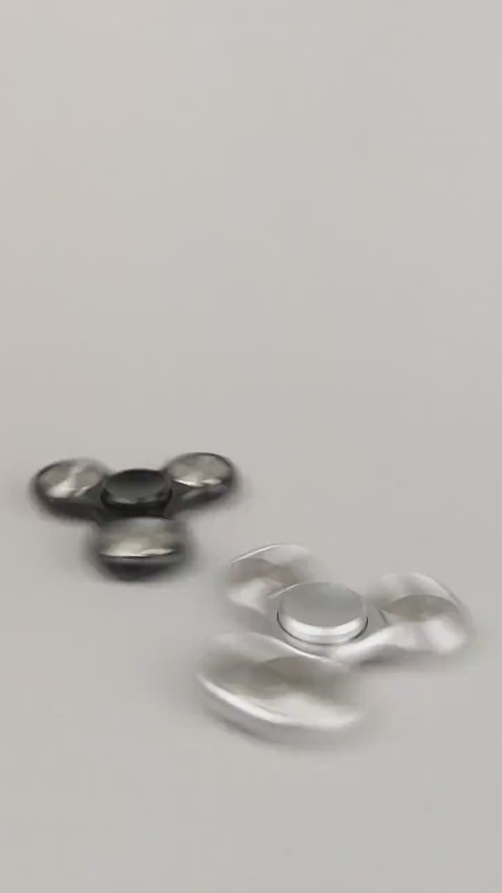 The Classic fidget spinner - tri shape metal spinner, in black, silver, blue, red, and orange